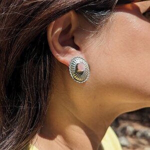 Vintage Native American Sterling Silver Earrings Mother of Pearl Native Jewelry*